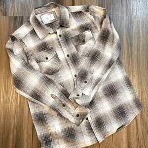 HURLEY Men's Plaid Flannel Shirt, Gray/Black, Size Medium